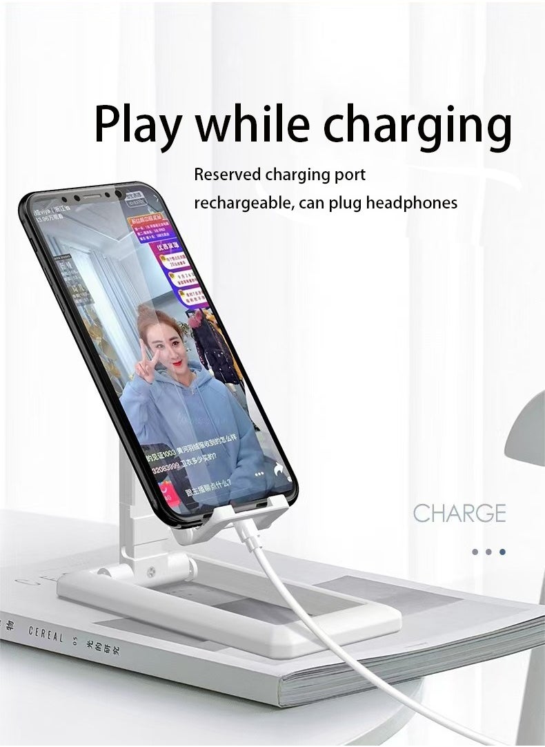 Generic - Foldable desktop phone stand Retractable live stand Portable lazy plank stand White - Image 1