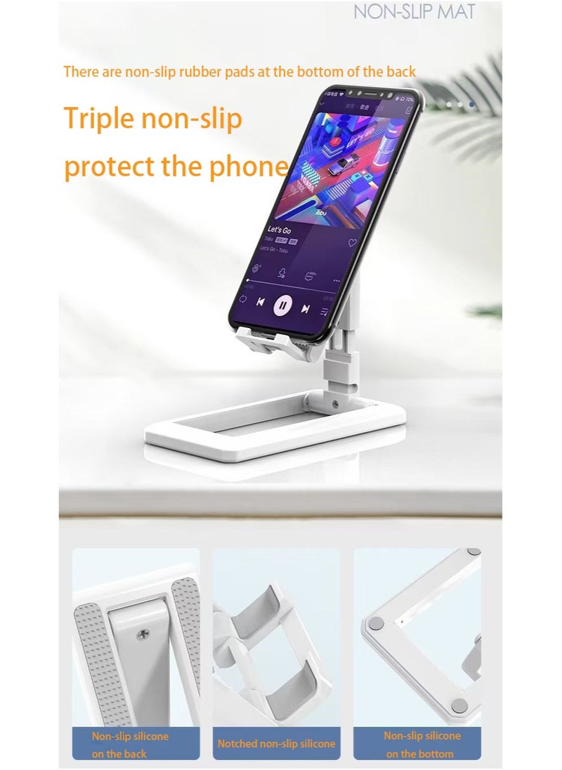 Generic - Foldable desktop phone stand Retractable live stand Portable lazy plank stand White - Image 1