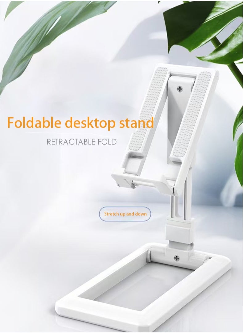 Generic - Foldable desktop phone stand Retractable live stand Portable lazy plank stand White - Image 1