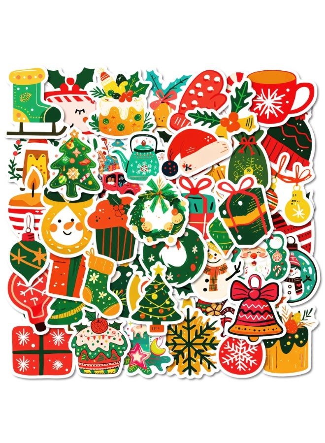 NIBEMINENT 50 Pcs Green Socks Christmas Series Deco Kit Waterproof Stickers, High Definition Printing Bright Colors, Suitable for Laptop Skateboard Luggage Water Bottle Guitar DIY - Image 1