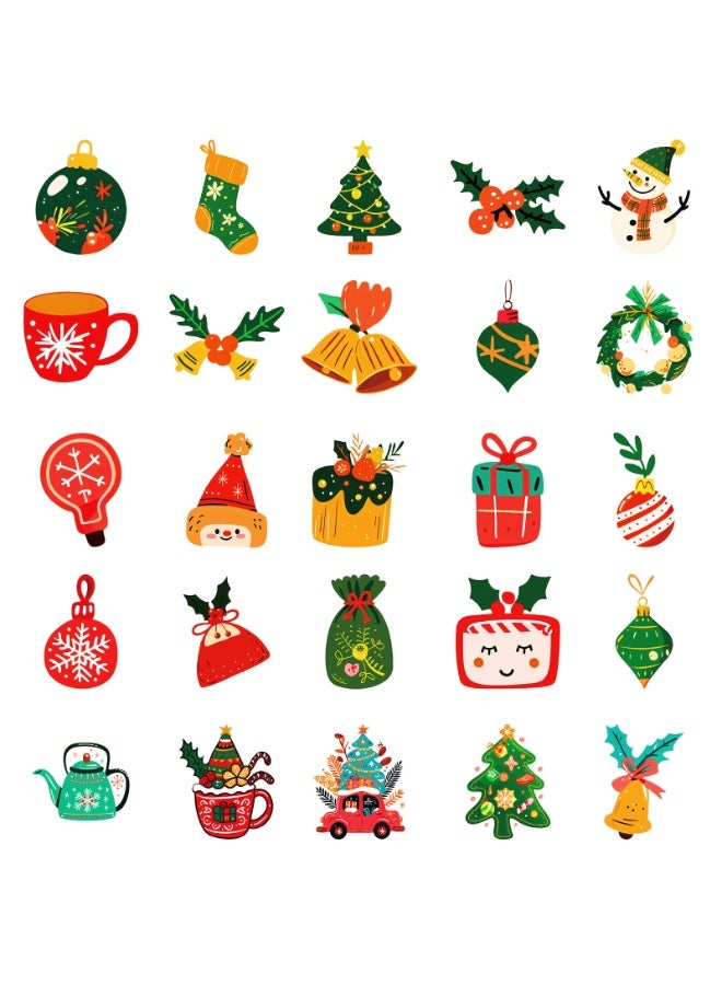 NIBEMINENT 50 Pcs Green Socks Christmas Series Deco Kit Waterproof Stickers, High Definition Printing Bright Colors, Suitable for Laptop Skateboard Luggage Water Bottle Guitar DIY - Image 3