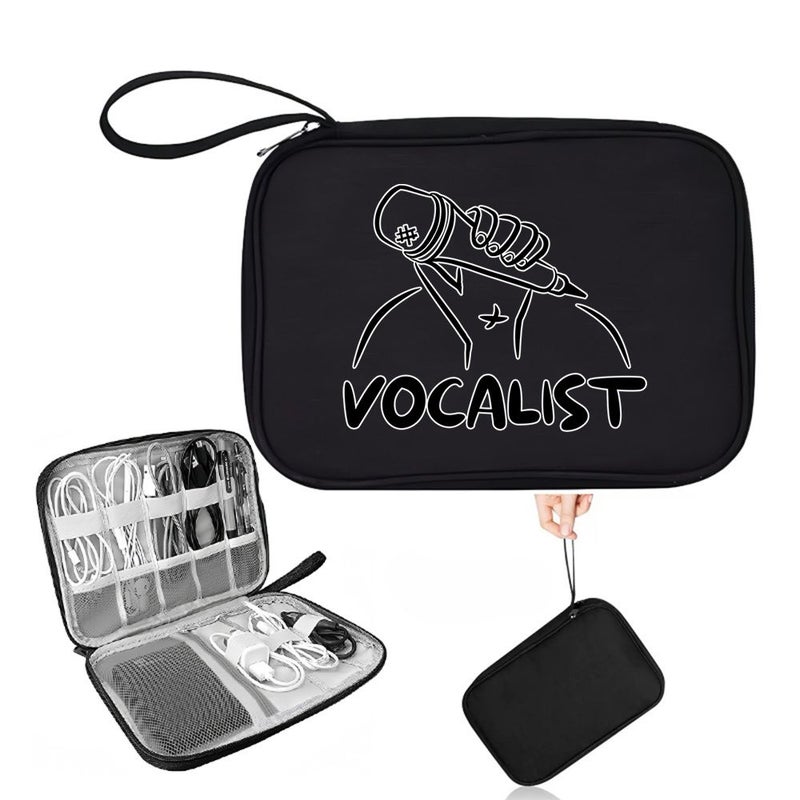 Black Hand Held Microphone Digital Storage Bag for Vocalist Travel Cosmetics - Image 1