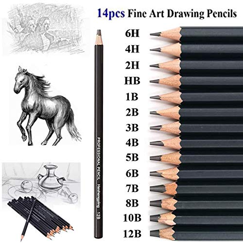 Heshengping, Sketching Pencil Set Drawing Pen Charcoal Sketch Kit Cover Graphite Charcoal Watercolor Pencils Paper Erasable Pen Beginners Artist Children and Adults(39pcs Art Supplies) - Image 2