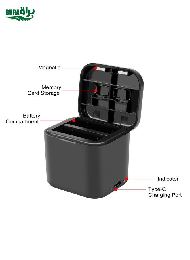 BURAQ - For Insta360 Ace Pro 2 / Pro 1 / Ace PULUZ Battery Charging Box Battery & Memory Card Storage Case (Black) - Image 1