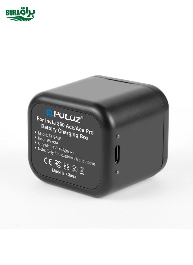 BURAQ - For Insta360 Ace Pro 2 / Pro 1 / Ace PULUZ Battery Charging Box Battery & Memory Card Storage Case (Black) - Image 1