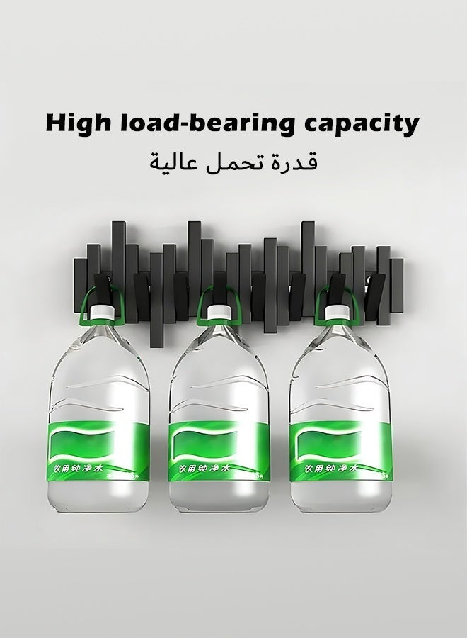 هاهاهاي خطاف خشبي، حامل معاطف بيانو مزخرف مثبت على الحائط، رف خطافات قابل للطي 8 خطافات، فن جداري، حامل حائط يحمل بسهولة جميع معاطفك أو مفاتيحك أو حقائبك، مثالي لغرفة المعيشة، غرفة النوم، المدخل، الخزانة، خلف الباب (أسود) - Image 3