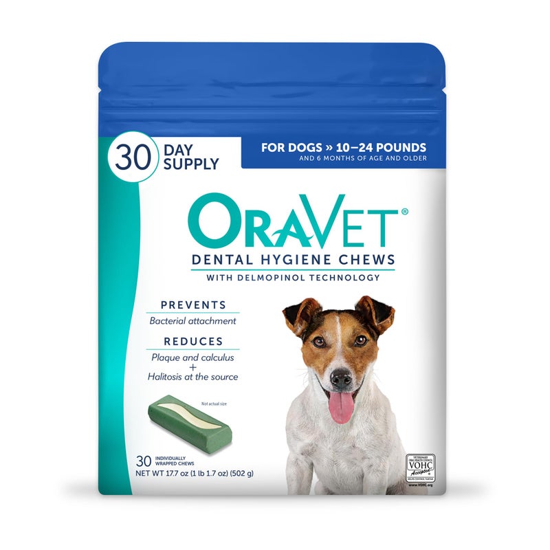 ORAVET Dental Chews for Dogs, Oral Care and Hygiene Chews (Small Dogs, 10-24 lbs.) Blue Pouch, 30 Count - Image 1
