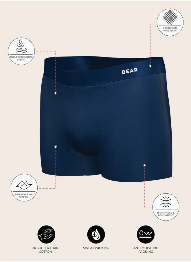 THE BEAR HOUSE Men’s Boxers (Pack of 3) – Made from Modal Fabric, Breathable Boxer Shorts with Soft Feel and Stretchable Waistband for All-Day Ease