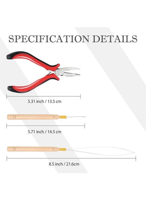 Neitsi 3pcs Kit for Micro Link Hair Feather Extensions: Pliers, Micro Pulling Needle, and Loop Threader