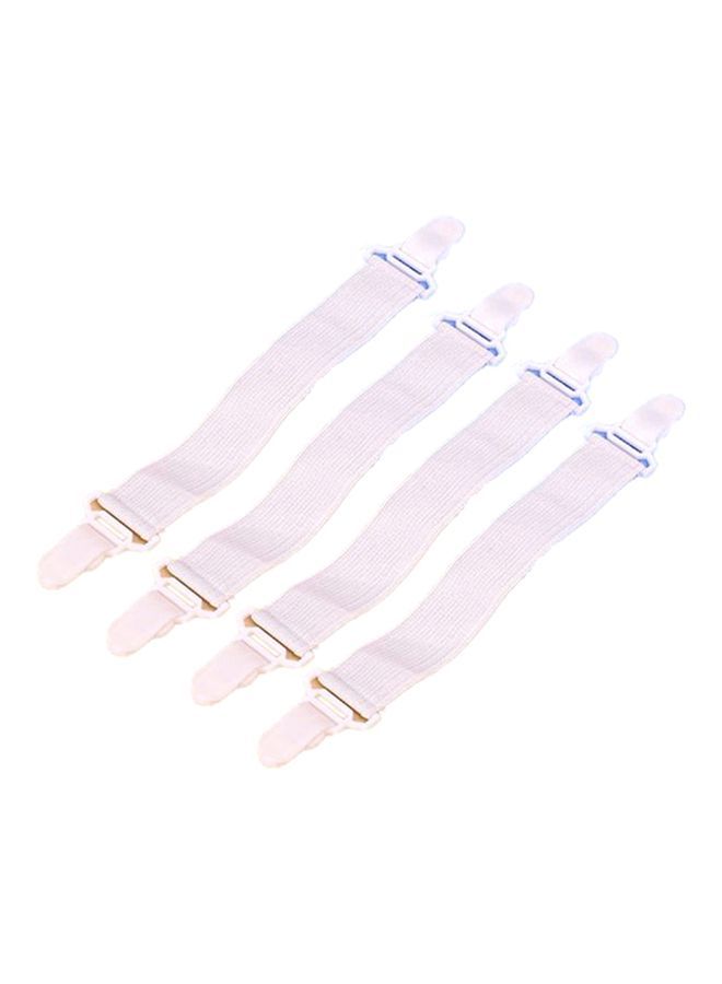 NIBEMINENT 4-Piece Adjustable Bed Sheet Straps Nylon White 23x2.5centimeter 