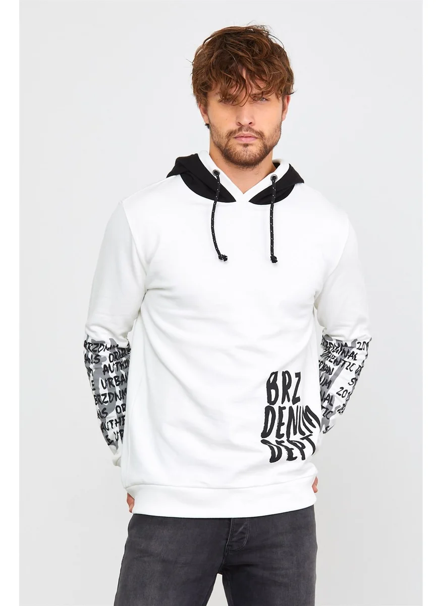 BRZ Collection Ecru Men's Hoodie Sweatshirt