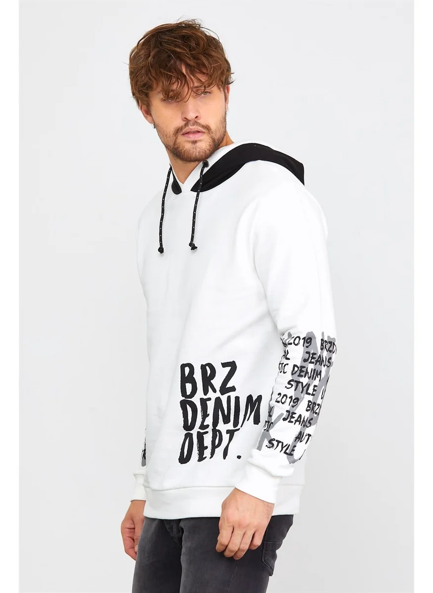 BRZ Collection Ecru Men's Hoodie Sweatshirt