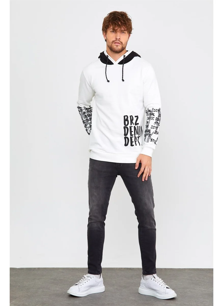 BRZ Collection Ecru Men's Hoodie Sweatshirt