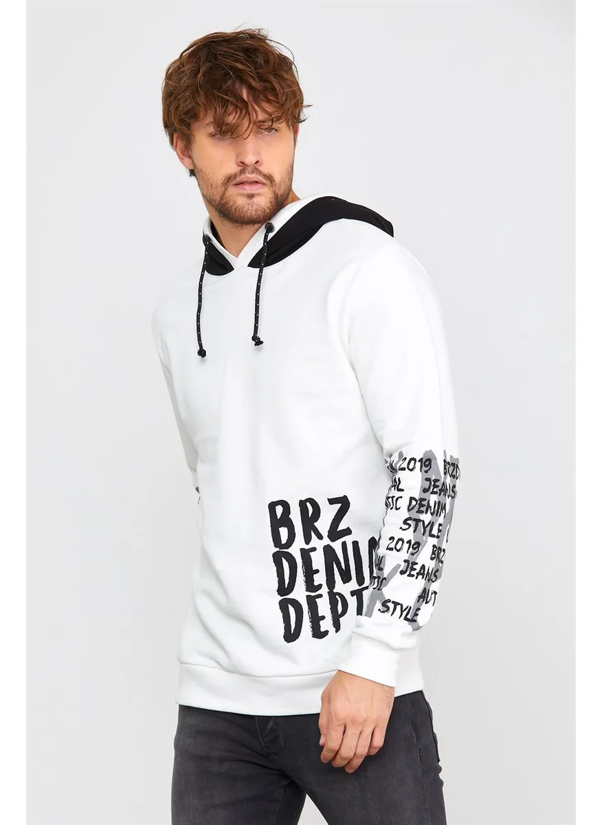 BRZ Collection Ecru Men's Hoodie Sweatshirt