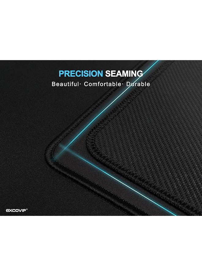 إكسوفيب لوحة ماوس ألعاب كبيرة طويلة Xxl لوحة ماوس قماشية ممتدة لوحة ماوس مكتب بحواف مخيطة لألعاب المكتب والمنزل 35.4 × 11.8 بوصة أسود - Image 3