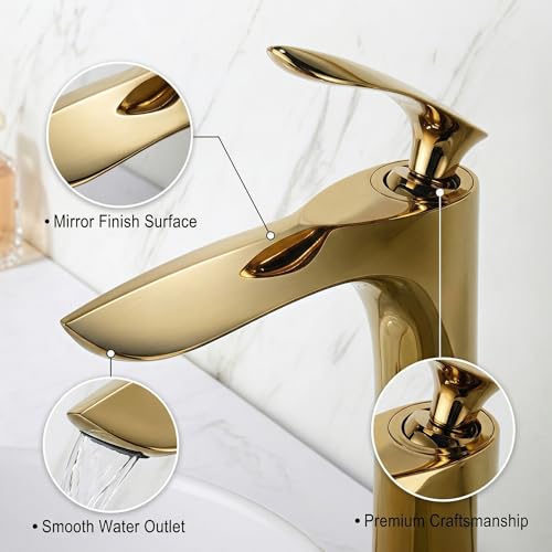 InArt Wash Basin Tap – Water Tap for Wash Basin, Bathroom Taps for Home, Pillar Tap for Wash Basin, Washbasin Taps for Home, Taps for Bathroom, Long Tap for Wash Basin (Gold Color) - Image 2