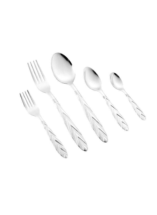 كازا روزا طقم أدوات مائدة من الستانلس ستيل المقاوم للصدأ مكون من 60 قطعة فضي - Image 2