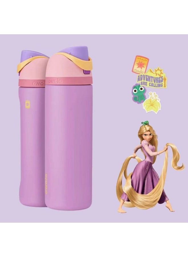 Owala Disney Princess FreeSip Insulated Stainless Steel Water Bottle with Straw and Sticker for Sports and Travel, BPA-Free Sports Water Bottle, 24 oz, Rapunzel - Image 1