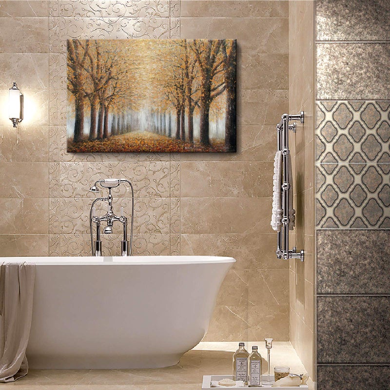 amatop Tree Wall Art for Living Room Hand-Painted Forest Oil Painting Framed Grove Artwork Autumn Landscape Canvas Picture for Living Room Bedroom Home Decorations Wall Decor Large 36"x24" - Image 4