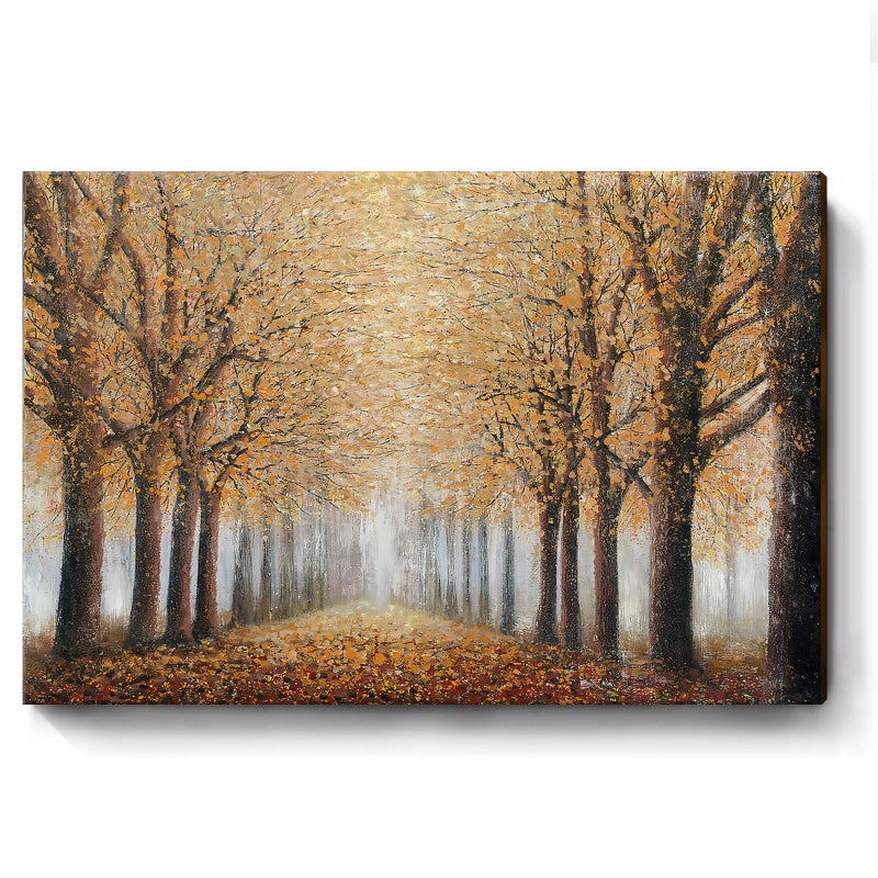 amatop Tree Wall Art for Living Room Hand-Painted Forest Oil Painting Framed Grove Artwork Autumn Landscape Canvas Picture for Living Room Bedroom Home Decorations Wall Decor Large 36"x24" - Image 1