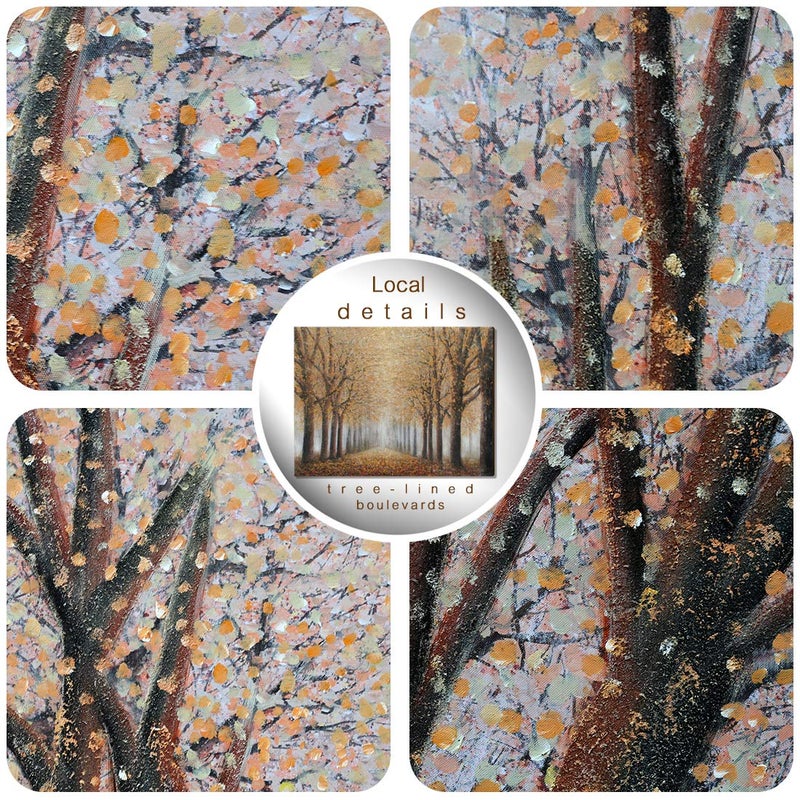 amatop Tree Wall Art for Living Room Hand-Painted Forest Oil Painting Framed Grove Artwork Autumn Landscape Canvas Picture for Living Room Bedroom Home Decorations Wall Decor Large 36"x24" - Image 5