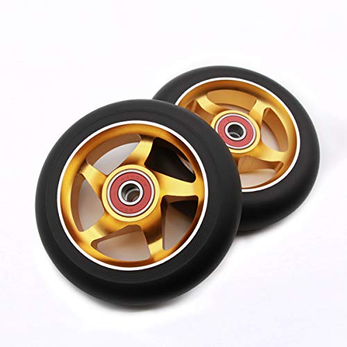 Z-FIRST 2Pcs 100 mm Pro Stunt Scooter Wheels with ABEC 9 Bearings for MGP/Razor/Lucky/Envy/Vokul Pro Scooters Replacement Wheels(Gold) - Image 4