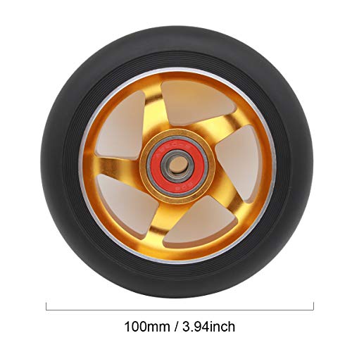 Z-FIRST 2Pcs 100 mm Pro Stunt Scooter Wheels with ABEC 9 Bearings for MGP/Razor/Lucky/Envy/Vokul Pro Scooters Replacement Wheels(Gold) - Image 2