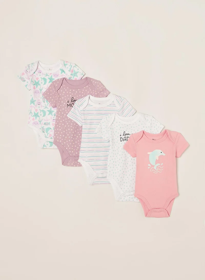 زيبي 5 Bodysuits for Baby Girls 'Mommy&Daddy', Multicoloured