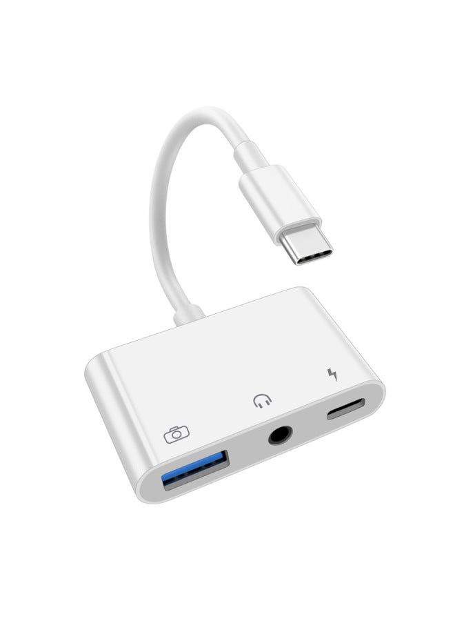 Type-c Three-in-one Mobile Phone Otg Converter Usb3.0 Mouse Keyboard 3.5mm Earphone Adapter Cable U Disk Head-Color:Type-C Three-in-one OTG - Image 1