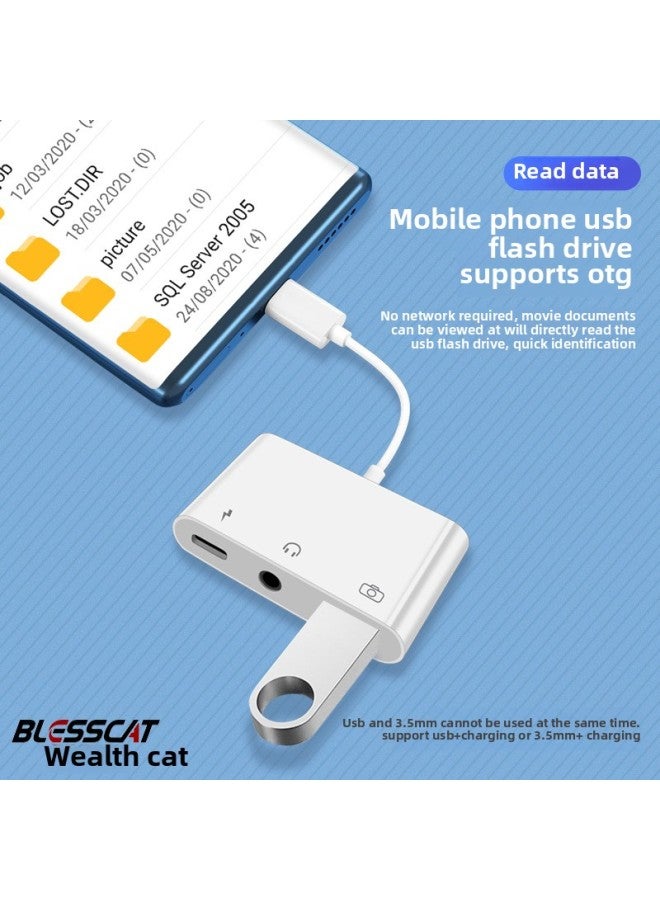 Type-c Three-in-one Mobile Phone Otg Converter Usb3.0 Mouse Keyboard 3.5mm Earphone Adapter Cable U Disk Head-Color:Type-C Three-in-one OTG - Image 5