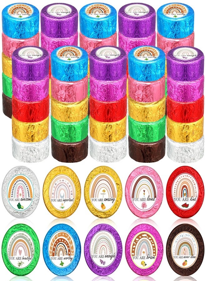 Swiffen 50 Pcs Valentine Spa Party Gifts Shower Aromatherapy Steamers Bulk with 10 Scents Team Appreciation Inspirational Gifts Bulk Boho Rainbow Individually Wrapped Shower Bombs for Women - Image 1