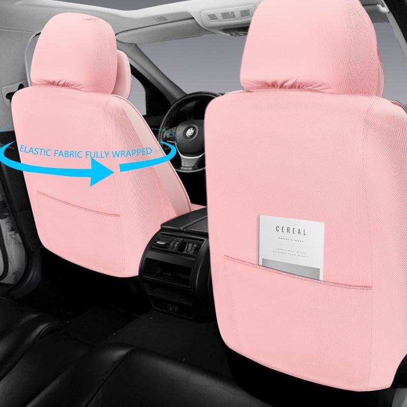 NS YOLO Universal Leather Car Seat Covers Full Coverage,Waterproof Custom Fit for Cars,SUVs and Trucks, Premium PU Leather Automotive Seat Protector with Anti-Slip Design,Pink Seat Cover for 5 Seats - Image 3