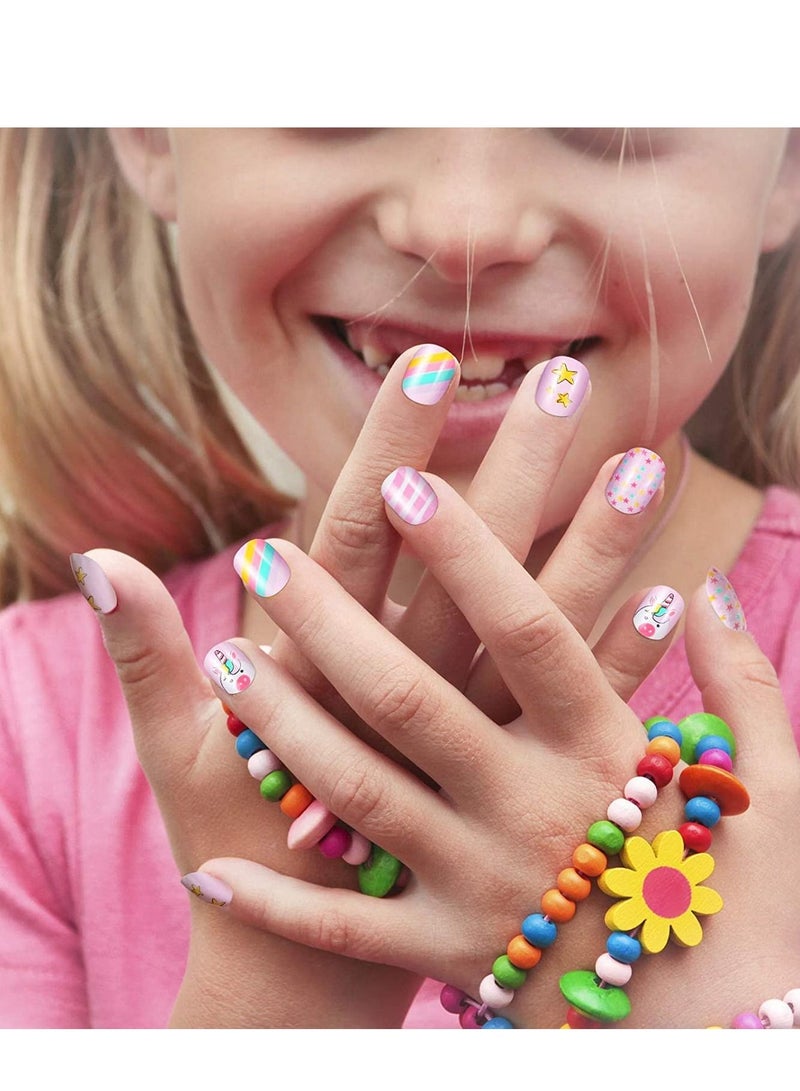 SYOSI Kids Press on Nails Children, 120 Pieces Fake Artificial Tips Girls Full Cover Short False Fingernails for Decoration  (Lovely Pattern) - Image 5
