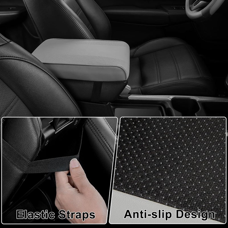 SEG Direct Car Center Console Cover, Breathable Leather Auto Armrest Cover, Memory Foam Arm Rest Cushion, Universal Car Seat Box Cover Car Interior Accessories, Gray - Image 4