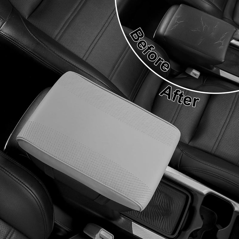 SEG Direct Car Center Console Cover, Breathable Leather Auto Armrest Cover, Memory Foam Arm Rest Cushion, Universal Car Seat Box Cover Car Interior Accessories, Gray - Image 5