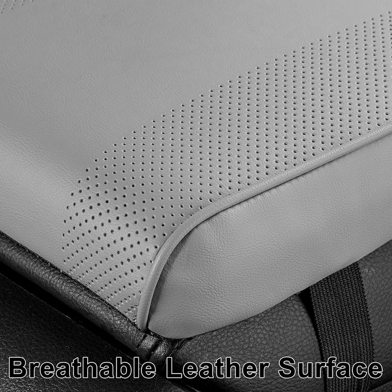 SEG Direct Car Center Console Cover, Breathable Leather Auto Armrest Cover, Memory Foam Arm Rest Cushion, Universal Car Seat Box Cover Car Interior Accessories, Gray - Image 2