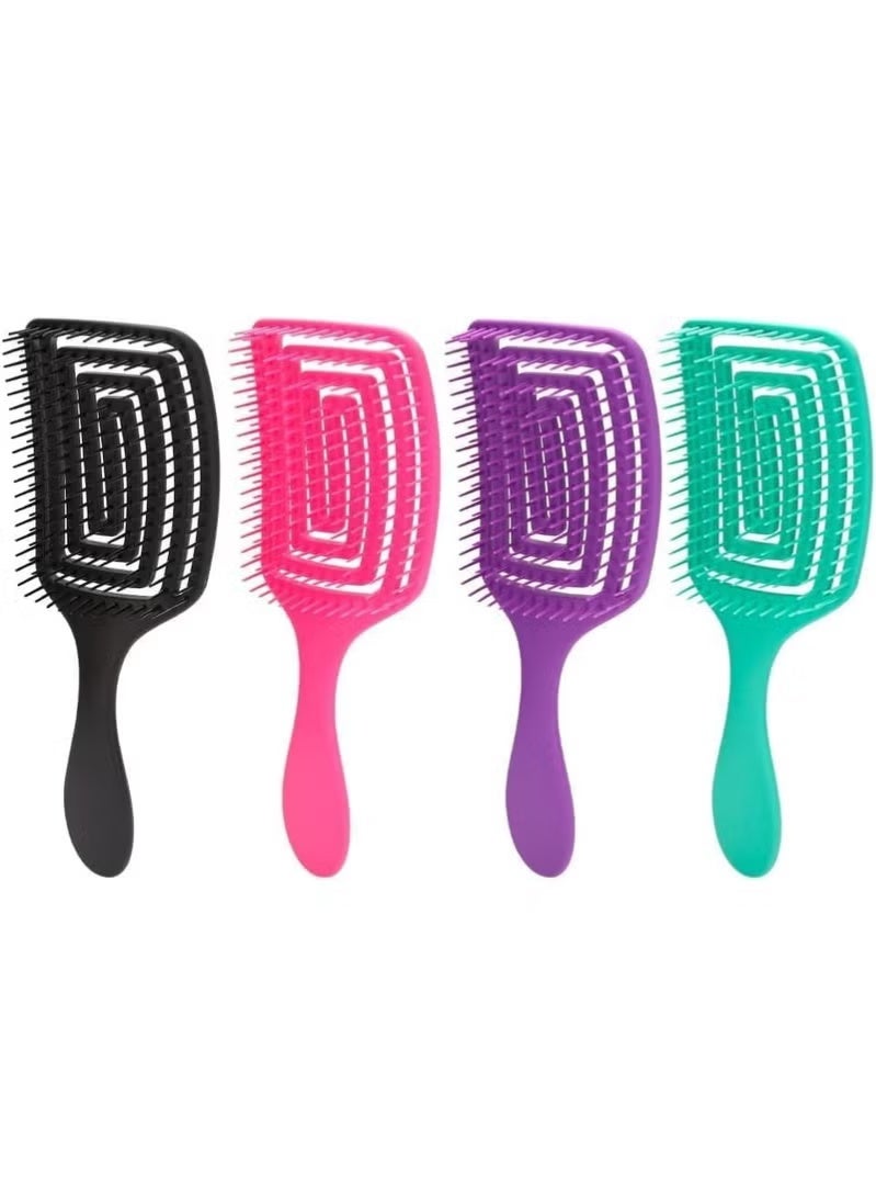 فرشاة لفك تشابك الشعر – فرشاة منحنية مهوّاة بتصميم متاهة مضاد للكهرباء الساكنة، خفيفة ومريحة، لفك تشابك الشعر بدون ألم، مناسبة للشعر الكثيف والمجعد والطويل، للنساء والرجال والأطفال - Image 5
