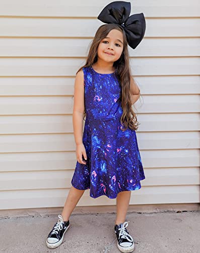 BFUSTYLE Space Blue Pink Nebula Dress for Preteen Girls Galaxy Cartoon Printed Autumn Outside Play Dresses Chic Colourful Street Casucal Frocks Clothes 10-13 Years Old - Image 3