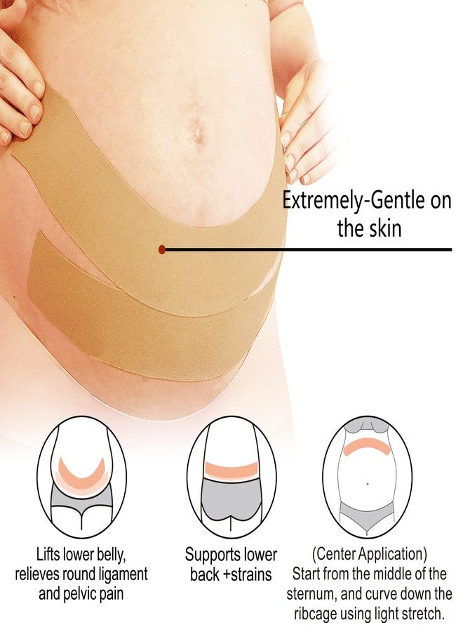 Duuous Pregnancy Tape Maternity Belly Support Tape Women, Spider Tape Pregnancy, Belly Support Tape, Pain & Strain Relief Belt, Pregnancy Gifts for Women 18 Ft Roll, 2 Rolls - Image 3