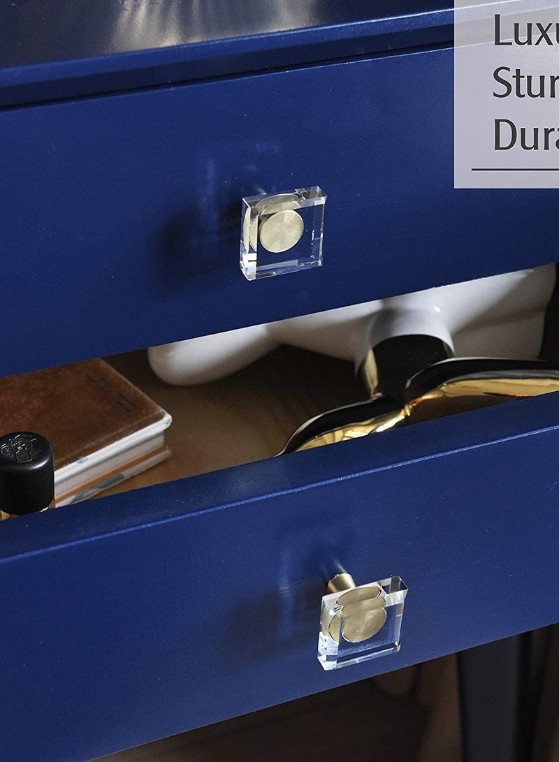 Glass Crystal Knobs, Cabinet Knobs and Pulls, Oval Crystal Knobs for Dresser Drawers, Brass Drawer Pull Cabinet Handle Gold Furniture Hardware for Dresser Kitchen 6 Pack - Image 3