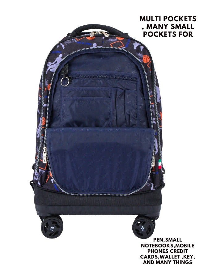 Wires 3 Piece Kids School Trolley Bag laptop compartment 4 Wheels With Lunch bag & Pencil Case - Image 3