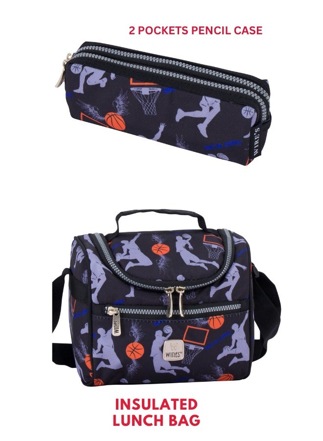 Wires 3 Piece Kids School Trolley Bag laptop compartment 4 Wheels With Lunch bag & Pencil Case - Image 5