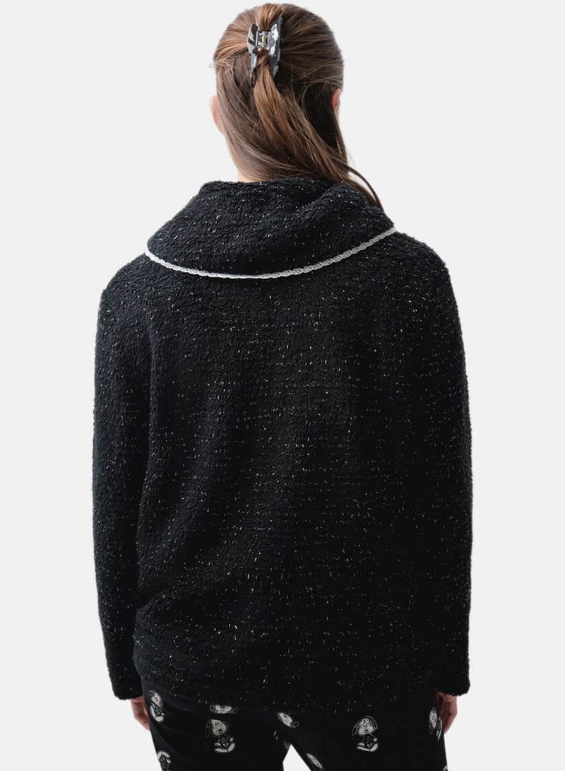 women'secret Snoopy short black fleece robe - Image 4