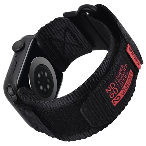 Nereides Compatible with Apple Watch Series 11 Band Series 10/9/8/7/6/5/4/SE/SE2, Nylon Sports Strap with Woven Design for 42mm/40mm/41mm/38mm (L, Black) - Image 1
