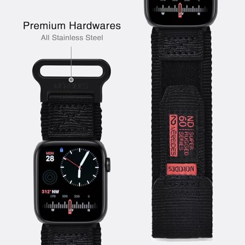 Nereides Compatible with Apple Watch Series 11 Band Series 10/9/8/7/6/5/4/SE/SE2, Nylon Sports Strap with Woven Design for 42mm/40mm/41mm/38mm (L, Black) - Image 4