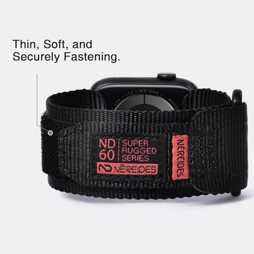 Nereides Compatible with Apple Watch Series 11 Band Series 10/9/8/7/6/5/4/SE/SE2, Nylon Sports Strap with Woven Design for 42mm/40mm/41mm/38mm (L, Black) - Image 5