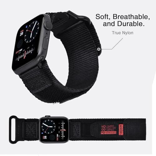 Nereides Compatible with Apple Watch Series 11 Band Series 10/9/8/7/6/5/4/SE/SE2, Nylon Sports Strap with Woven Design for 42mm/40mm/41mm/38mm (L, Black) - Image 3