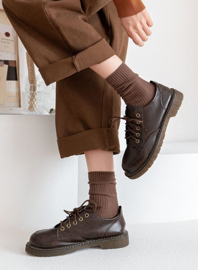 MarJunSep Womens Cute Crew Socks Neutral Cotton Slouchy Loafer Boot Dress Socks Women Girls Granola Essentials 6 Pairs Pack - Image 2