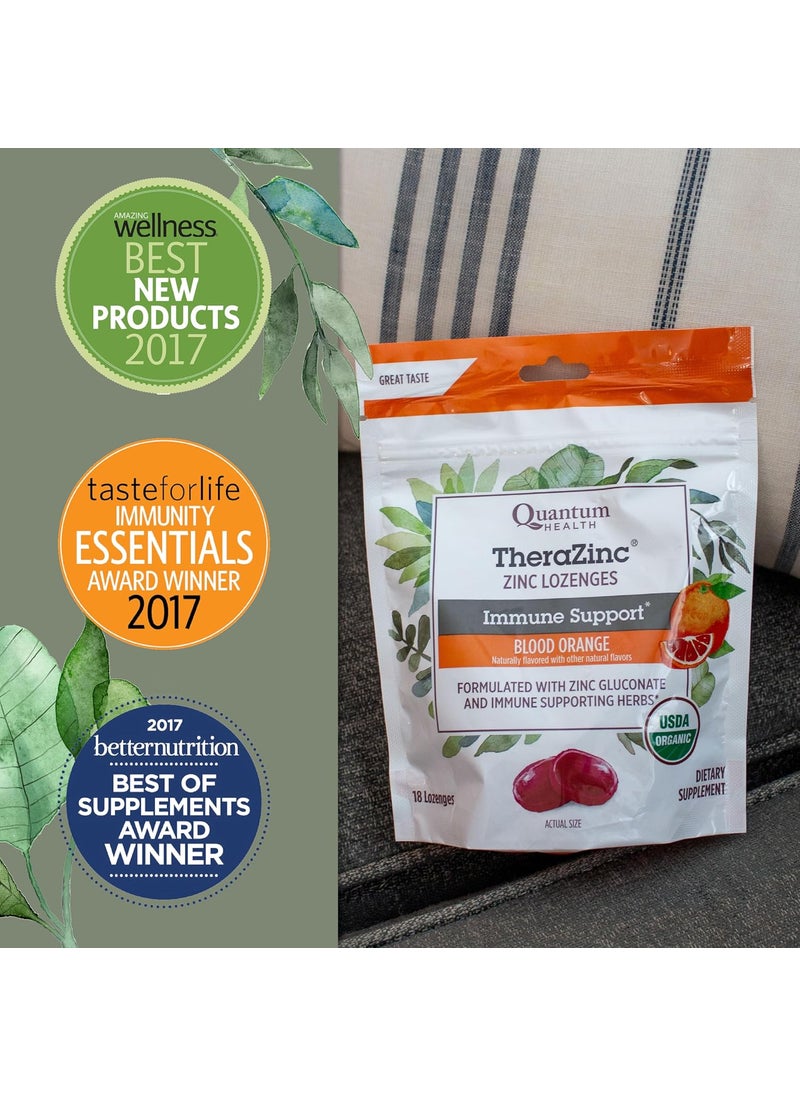 Quantum Quantum Health TheraZinc USDA Organic Blood Orange Zinc Lozenges For Adults and Kids For Immune System Support Individually Wrapped  Bagged 18 Ct  - Image 4