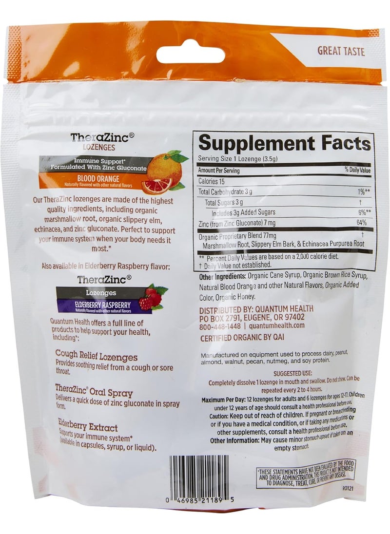 Quantum Quantum Health TheraZinc USDA Organic Blood Orange Zinc Lozenges For Adults and Kids For Immune System Support Individually Wrapped  Bagged 18 Ct  - Image 2